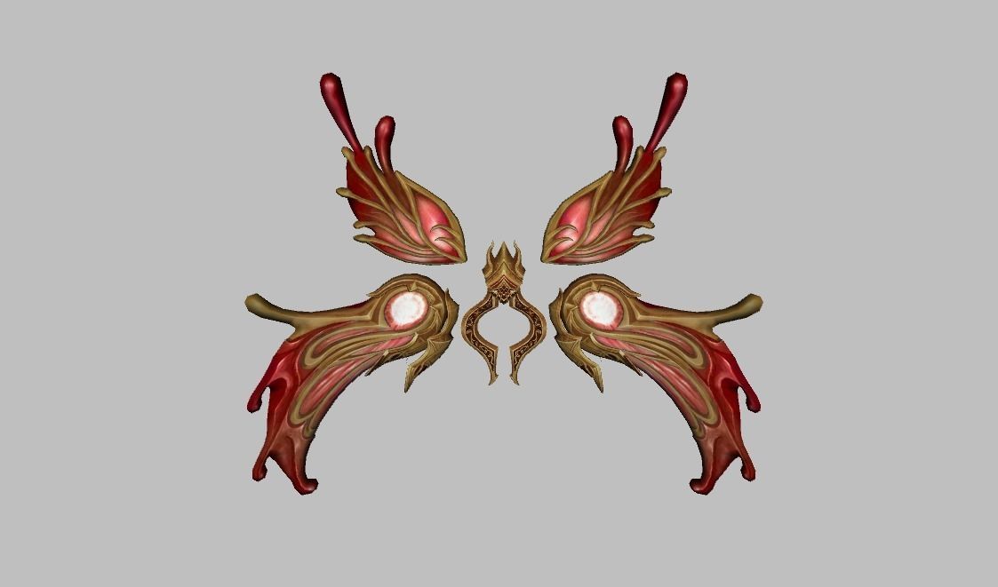 Red Gold Wing Low-poly 3D model_14