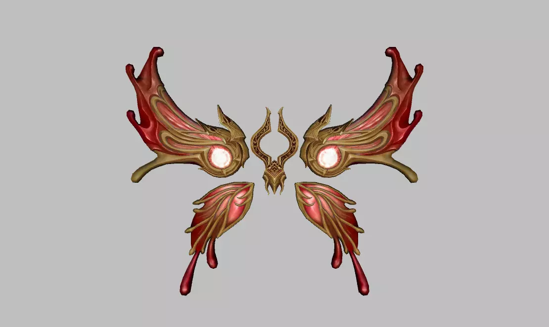 Red Gold Wing Low-poly 3D model_0