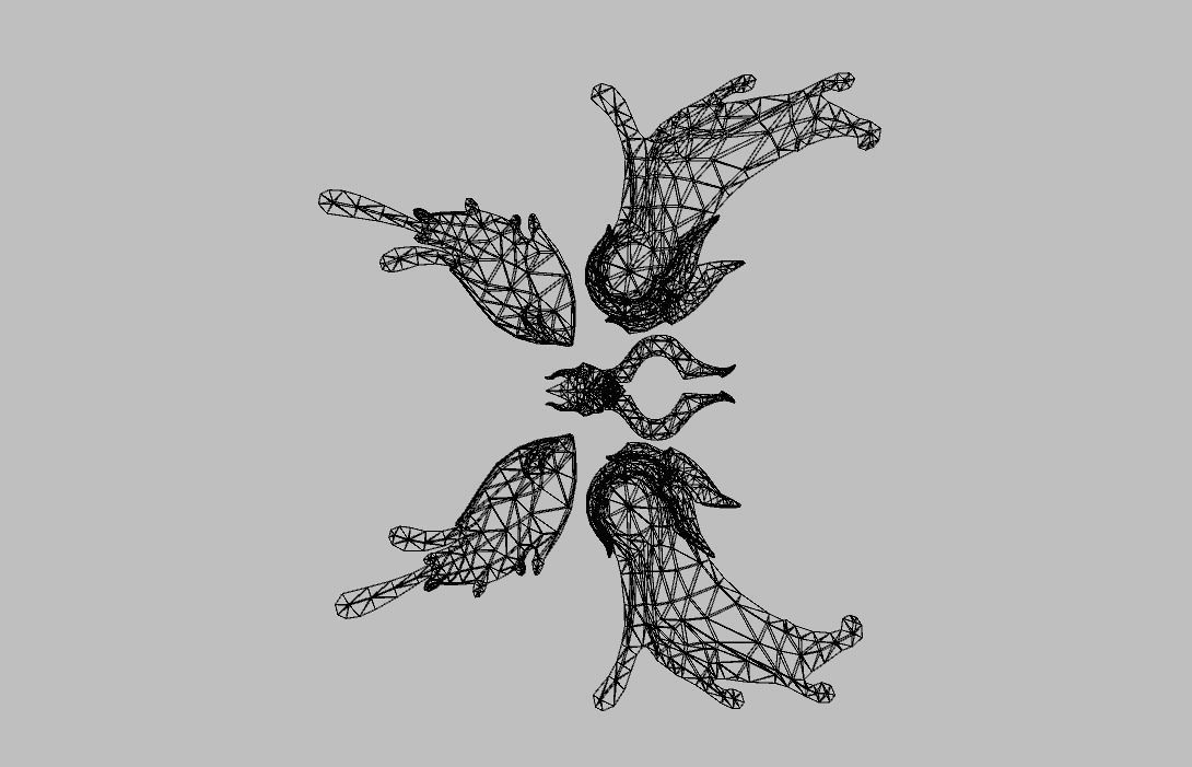 Red Gold Wing Low-poly 3D model_17