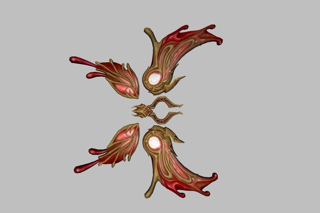 Red Gold Wing Low-poly 3D model_9