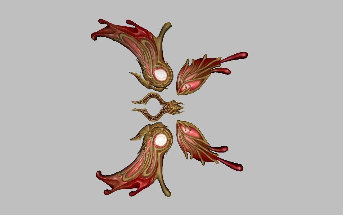 Red Gold Wing Low-poly 3D model_12