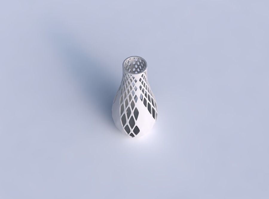 Vase curved with diagonal grid lattice 3 3D print model_1