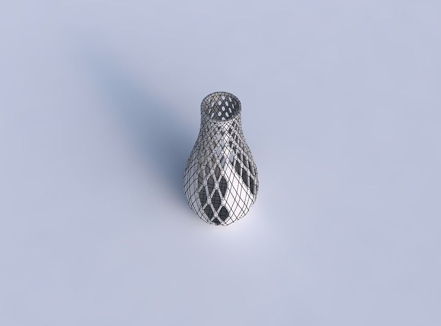 Vase curved with diagonal grid lattice 3 3D print model_6