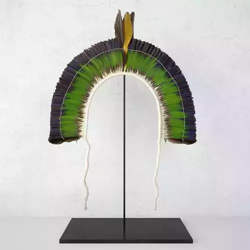 20th Century Brazilian Tribal Feather Headdress 3D model