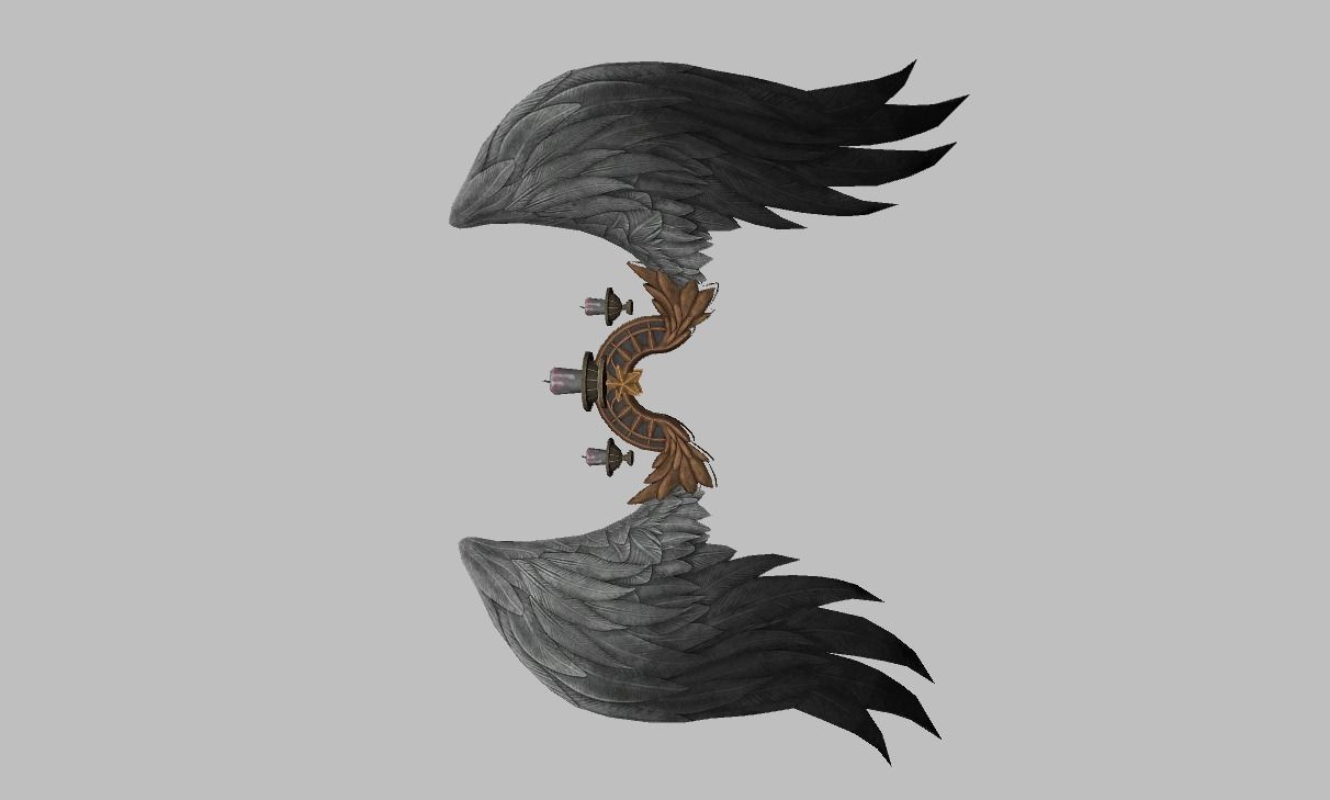 Black-White Wing Low-poly 3D model_14