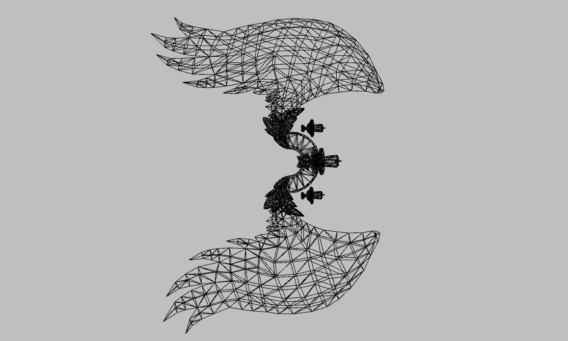 Black-White Wing Low-poly 3D model_16