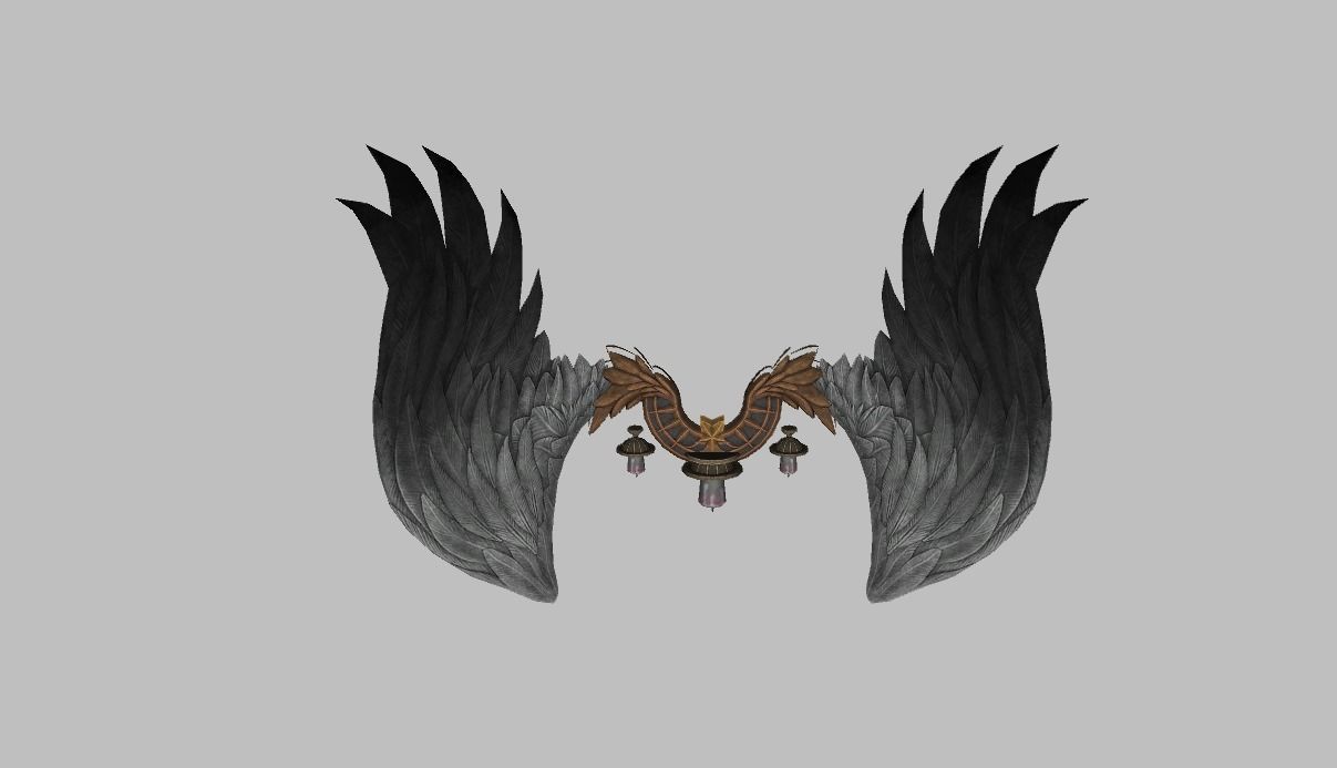 Black-White Wing Low-poly 3D model_17