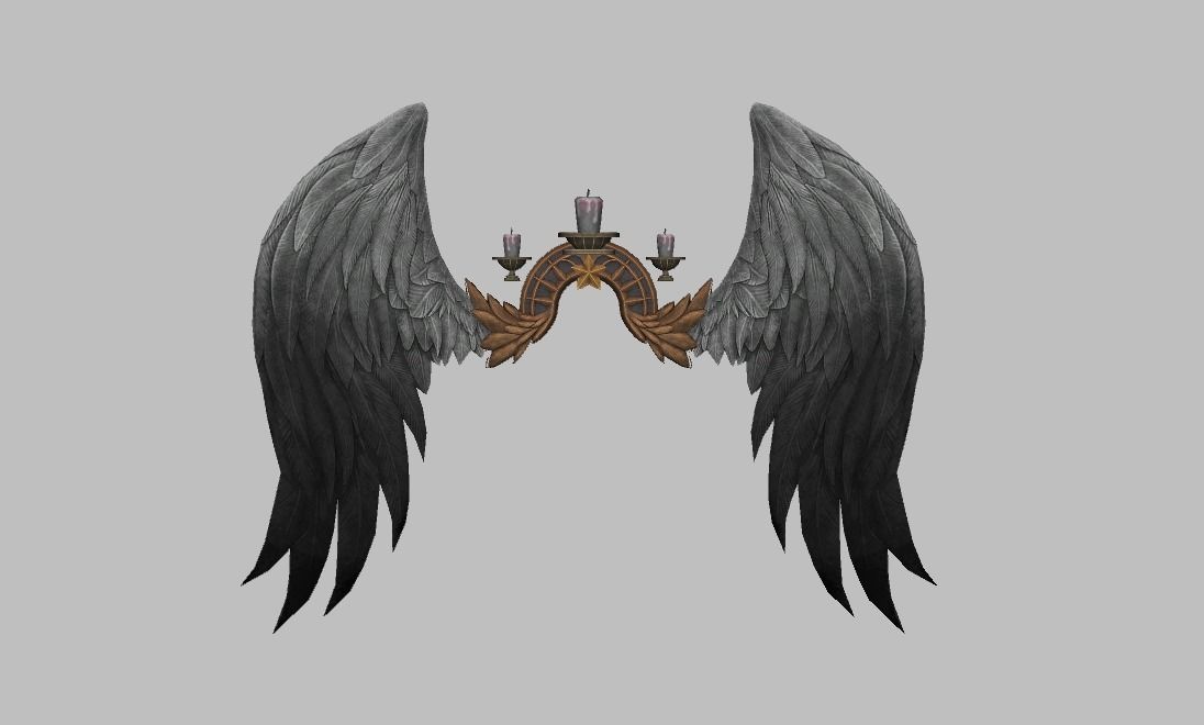 Black-White Wing Low-poly 3D model_1