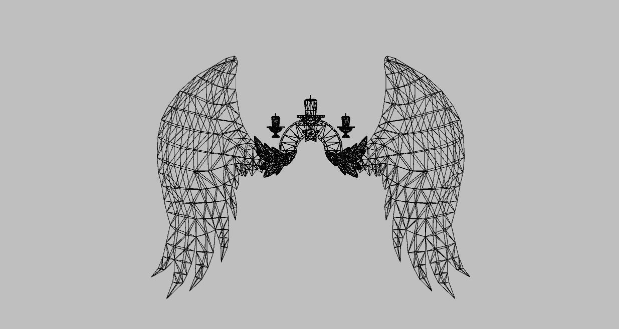 Black-White Wing Low-poly 3D model_19