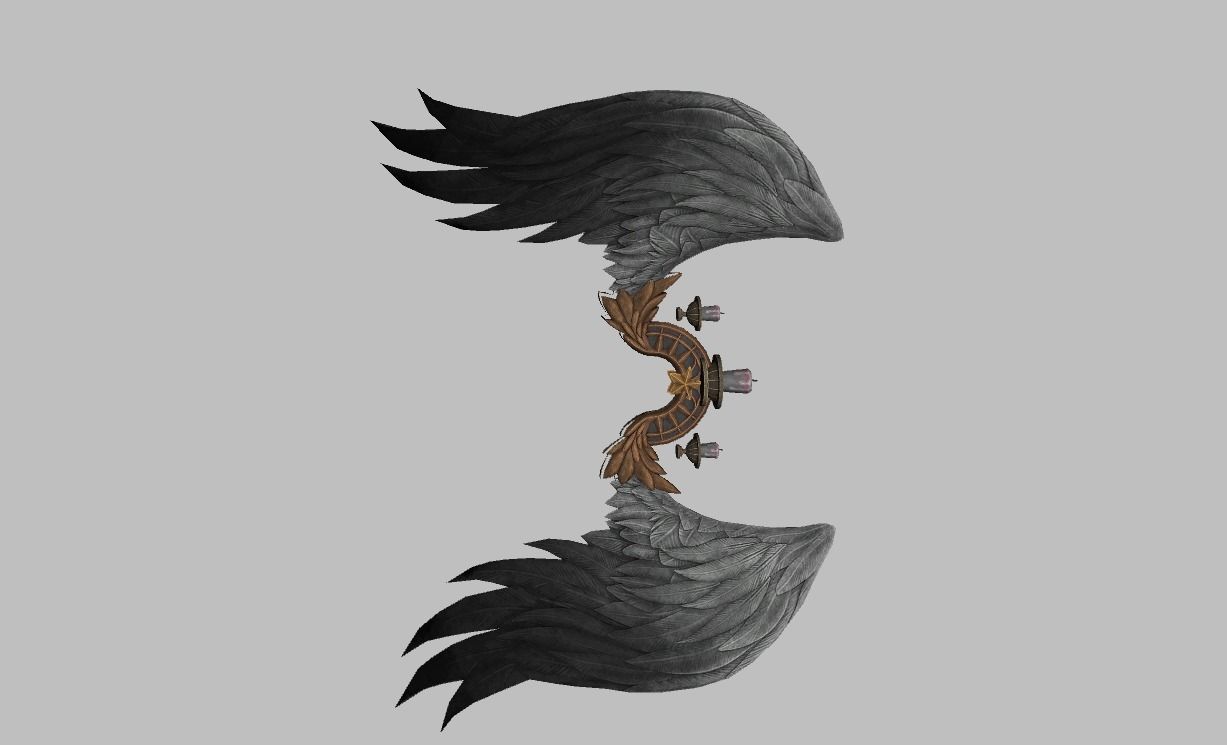 Black-White Wing Low-poly 3D model_11