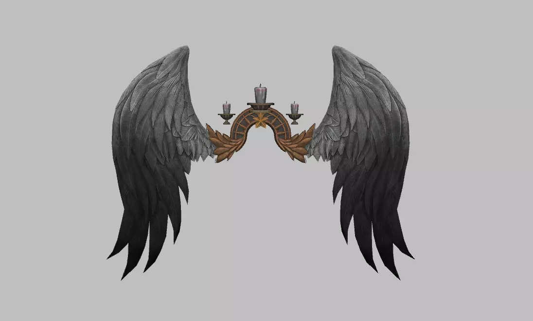 Black-White Wing Low-poly 3D model_0