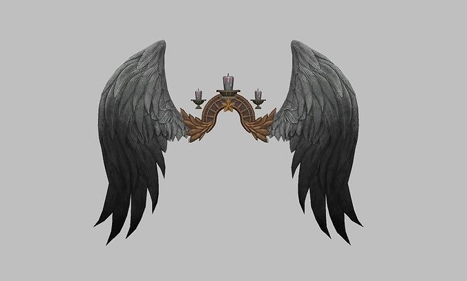 Black-White Wing Low-poly 3D model