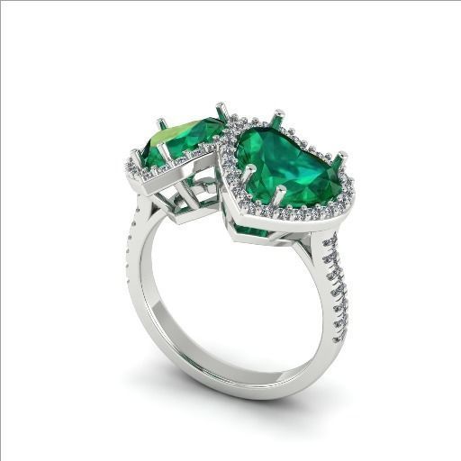 307 Ring with stones in the form of a heart 3D print model_1