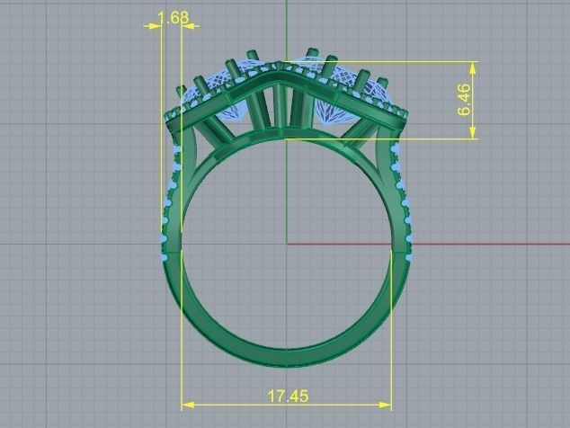 307 Ring with stones in the form of a heart 3D print model_6