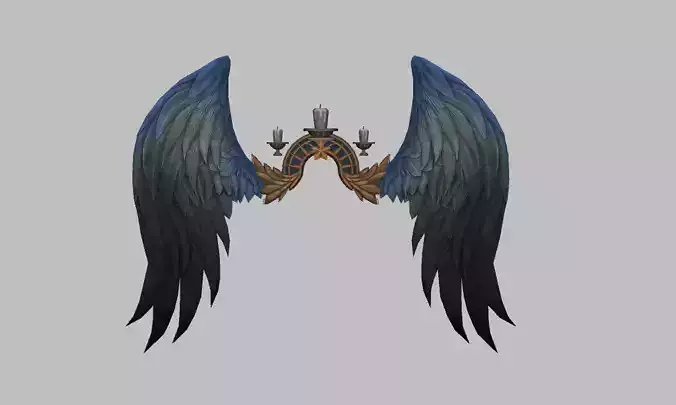 Blue Black Wing Low-poly 3D model
