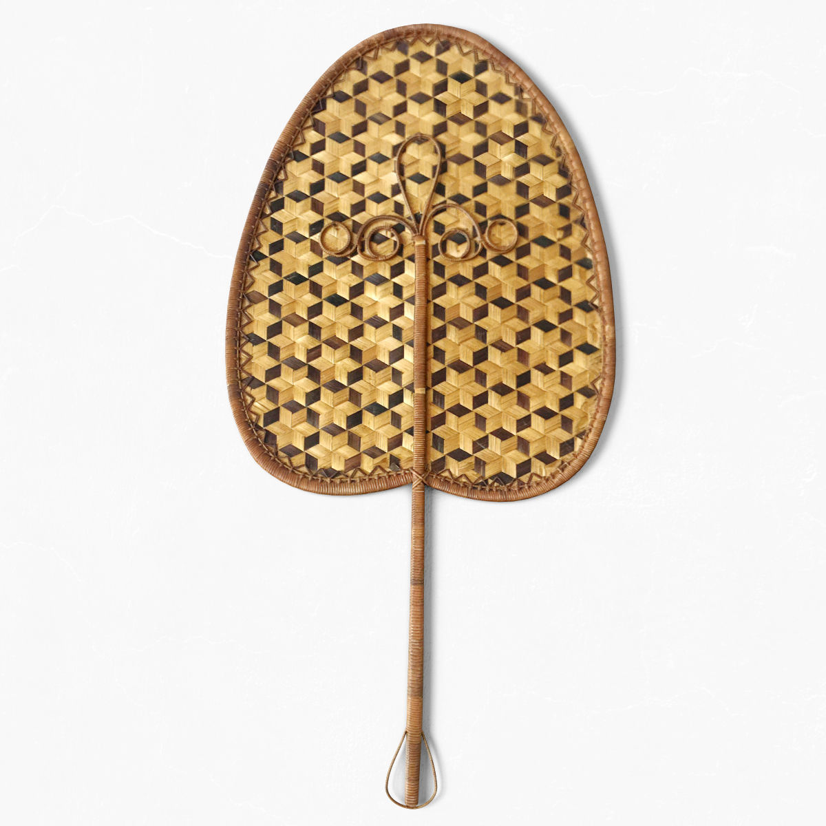 Mid-Century Wicker Fan Wall Art 3D model_1