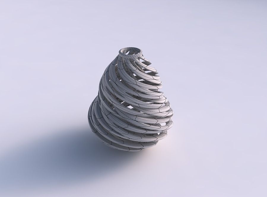 Vase curved wide with intertwining lines very twisted and tap... 3D print model_5