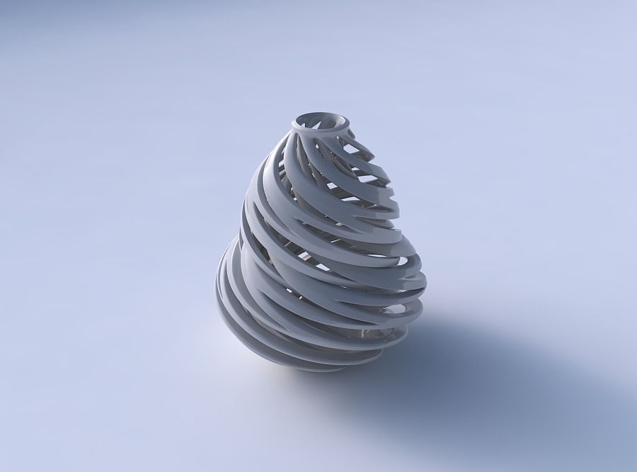 Vase curved wide with intertwining lines very twisted and tap... 3D print model_3