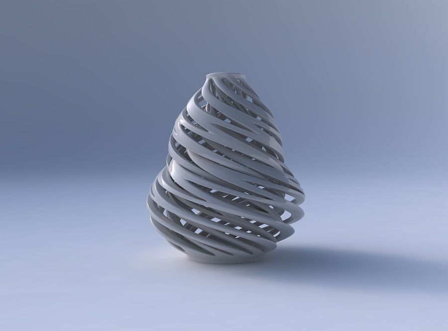Vase curved wide with intertwining lines very twisted and tap... 3D print model_4