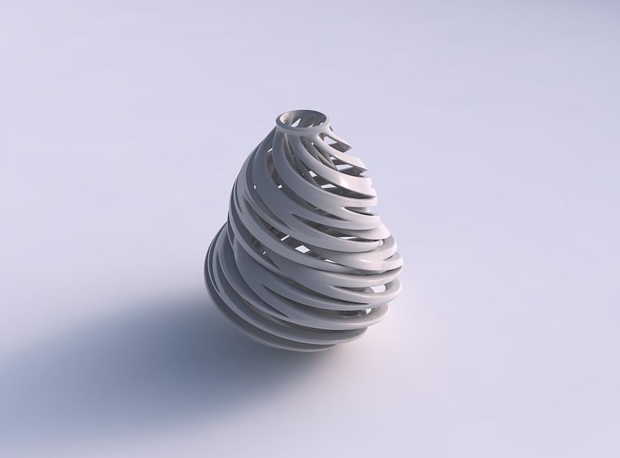 Vase curved wide with intertwining lines very twisted and tap... 3D print model_0