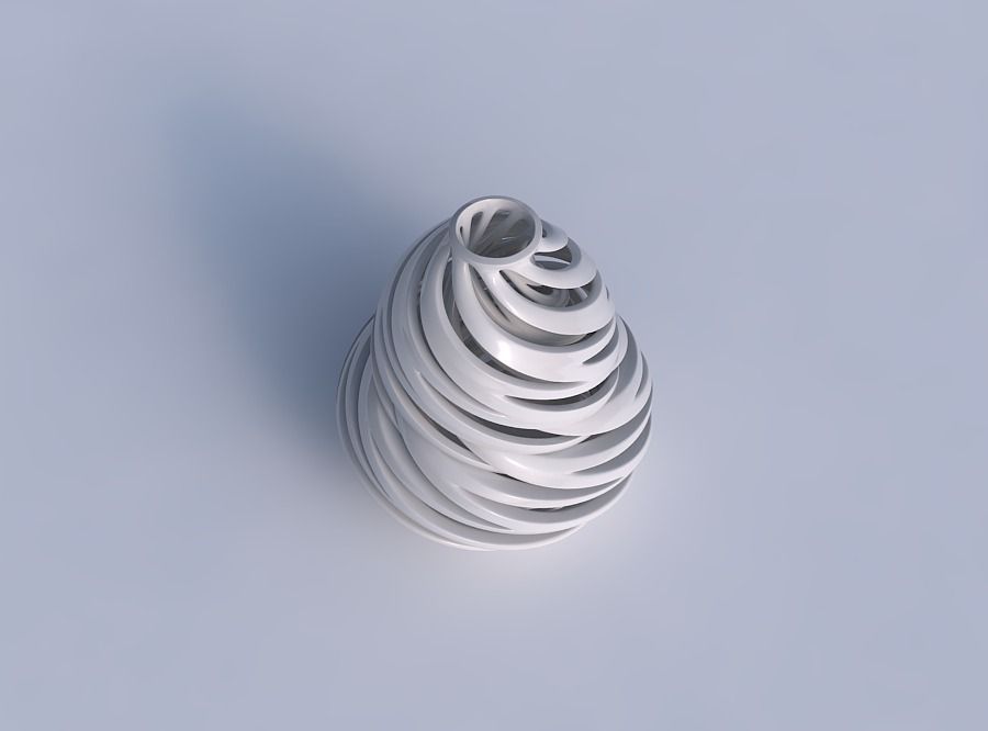 Vase curved wide with intertwining lines very twisted and tap... 3D print model_1