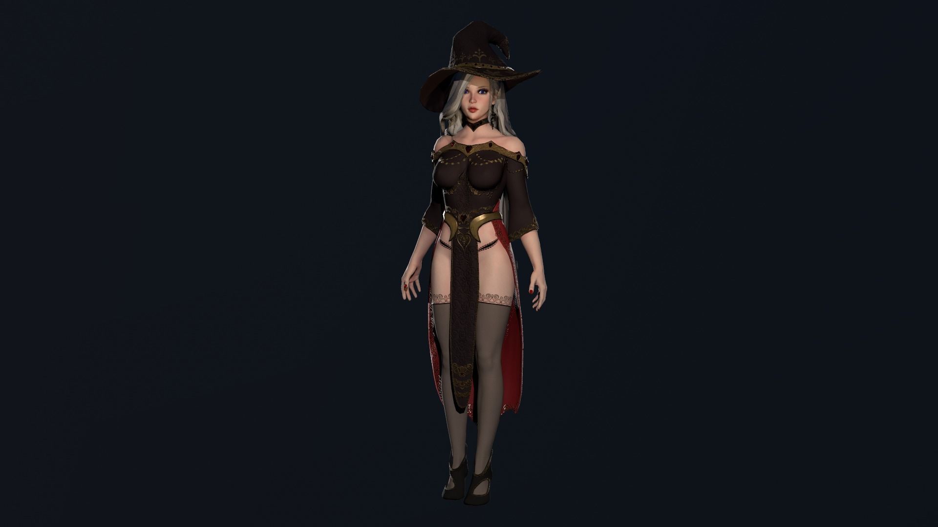 Witch Girl - Game Ready Character Low-poly 3D model_15