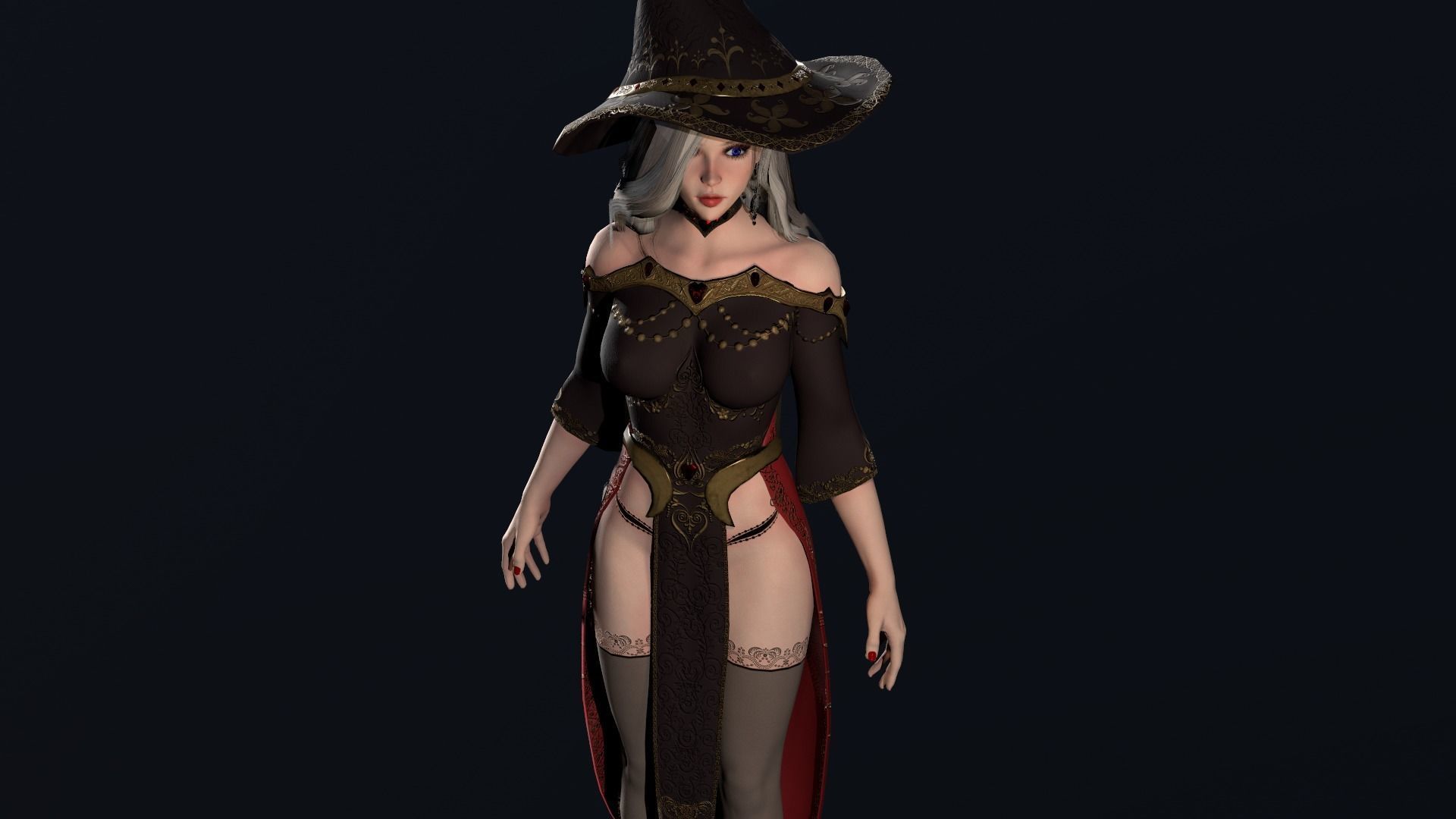 Witch Girl - Game Ready Character Low-poly 3D model_19