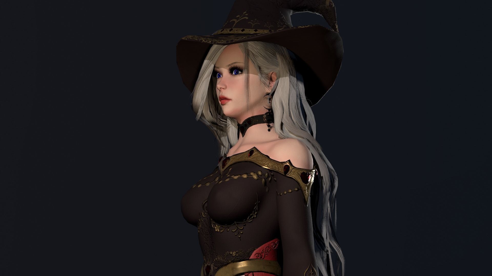 Witch Girl - Game Ready Character Low-poly 3D model_22