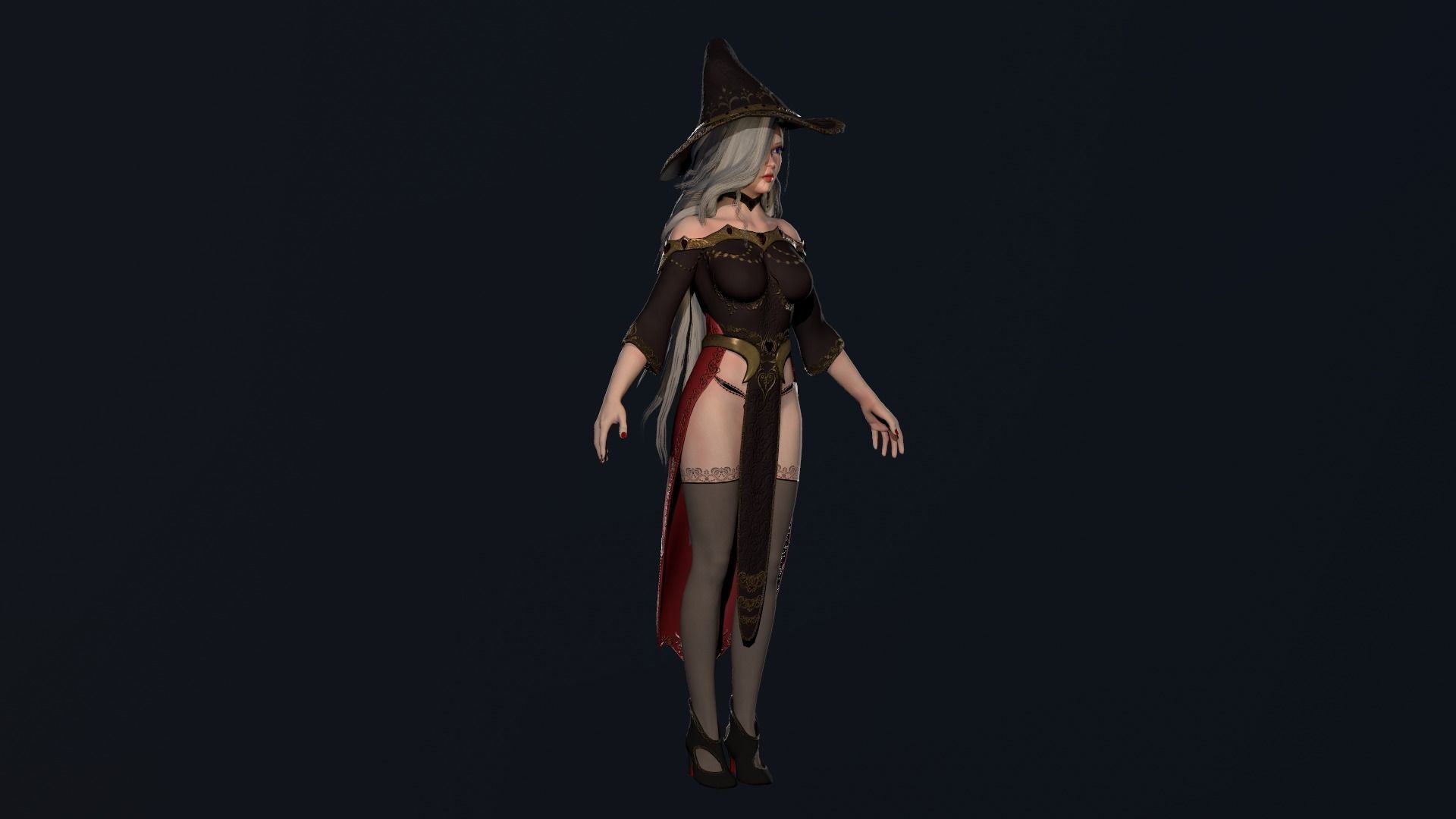 Witch Girl - Game Ready Character Low-poly 3D model_8