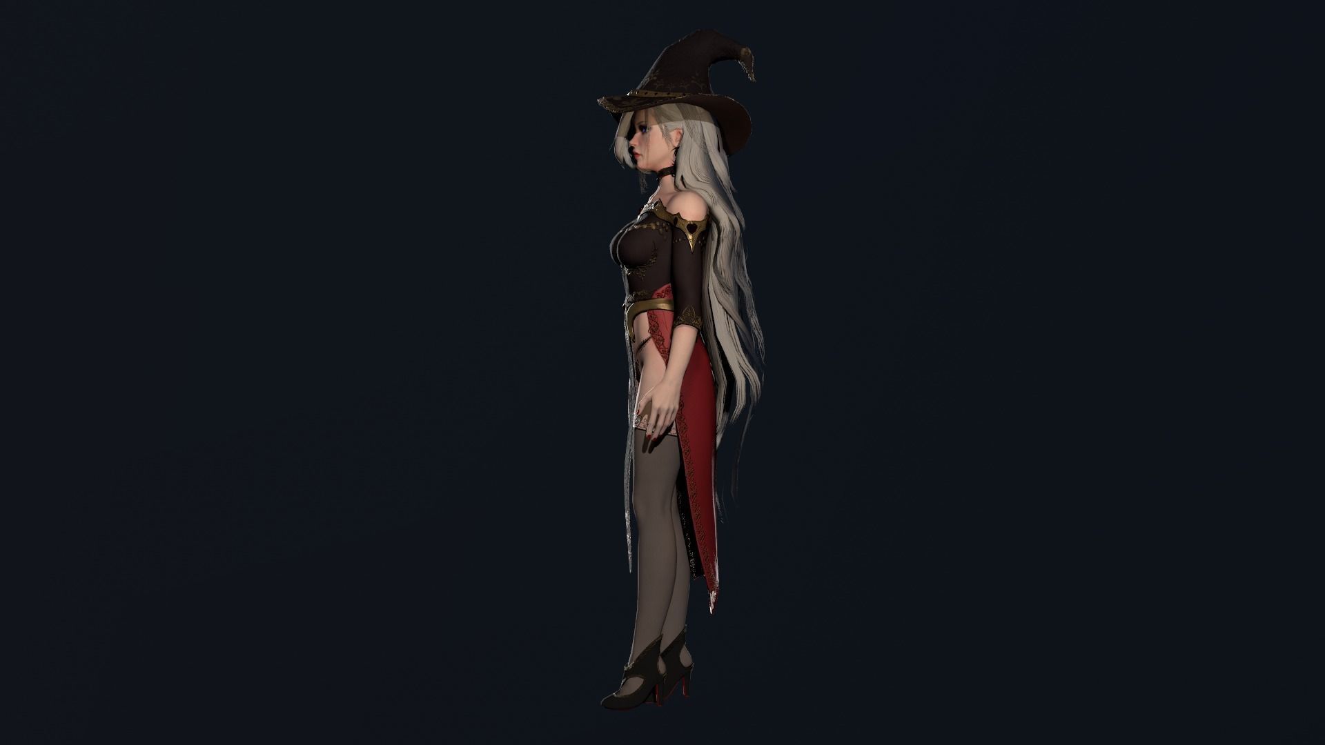 Witch Girl - Game Ready Character Low-poly 3D model_17