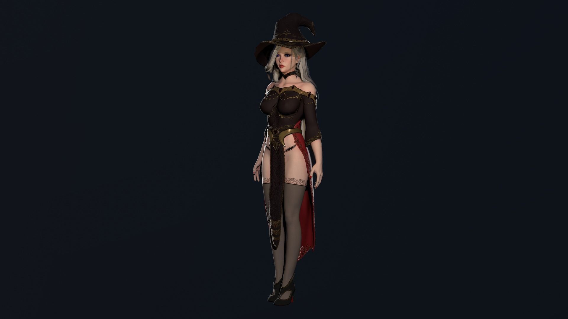 Witch Girl - Game Ready Character Low-poly 3D model_16