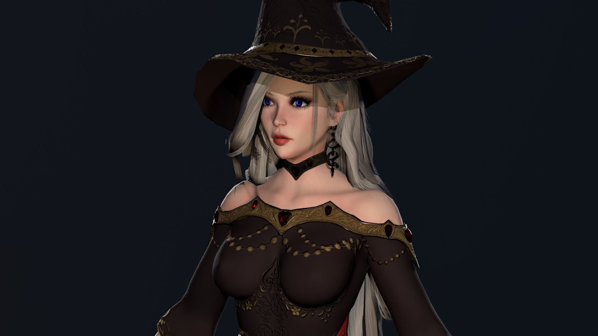 Witch Girl - Game Ready Character Low-poly 3D model_23