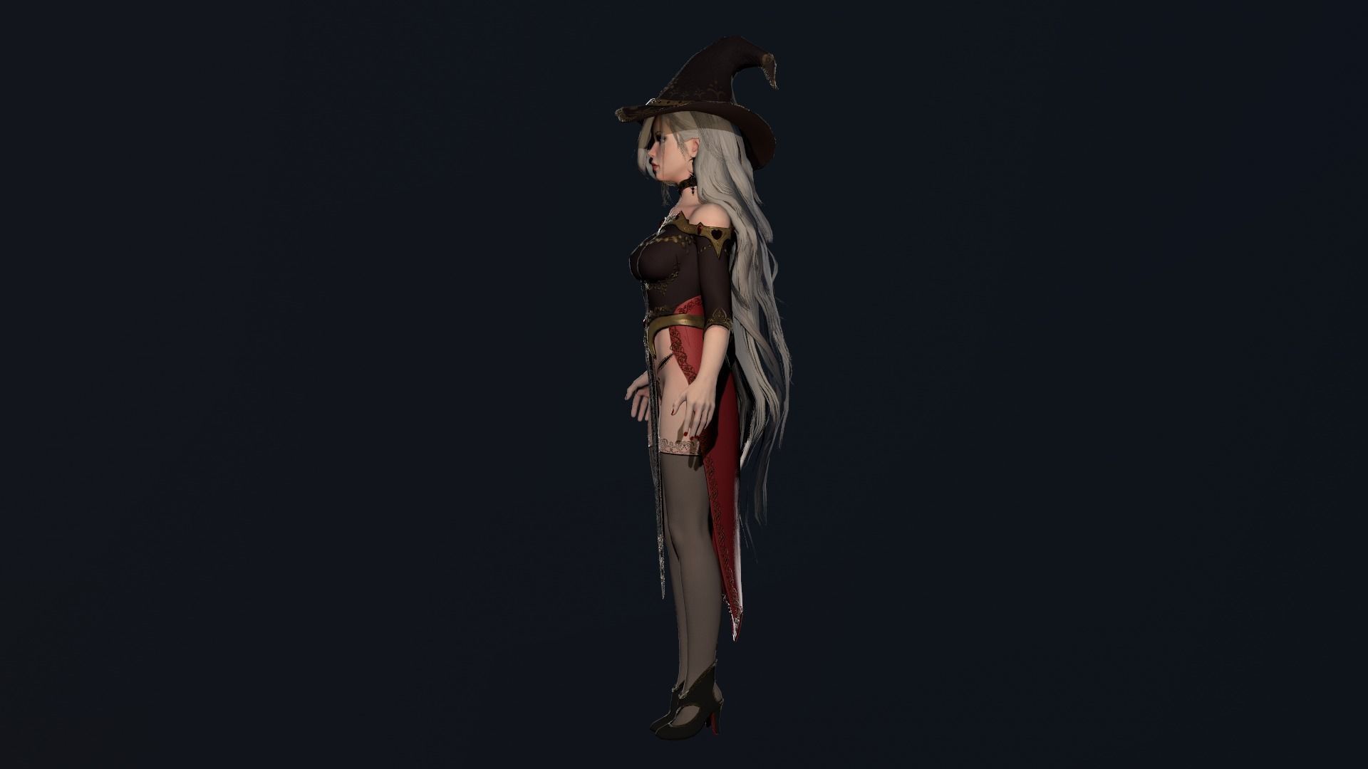 Witch Girl - Game Ready Character Low-poly 3D model_6