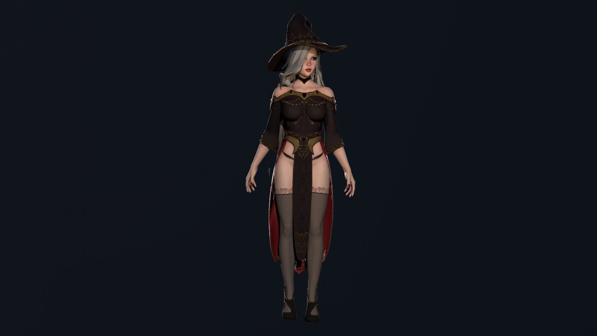Witch Girl - Game Ready Character Low-poly 3D model_14