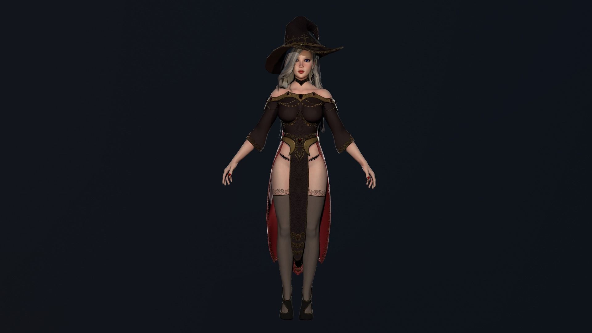 Witch Girl - Game Ready Character Low-poly 3D model_4