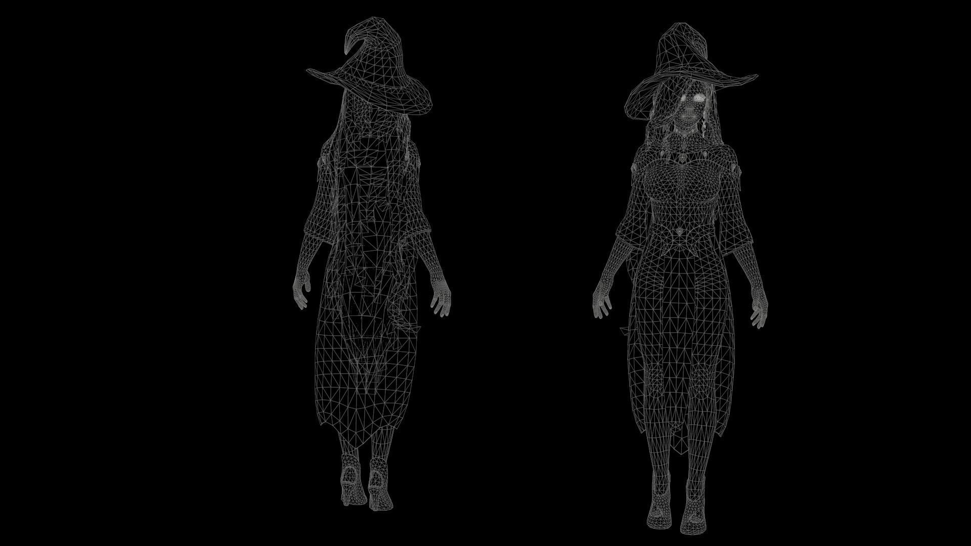 Witch Girl - Game Ready Character Low-poly 3D model_11