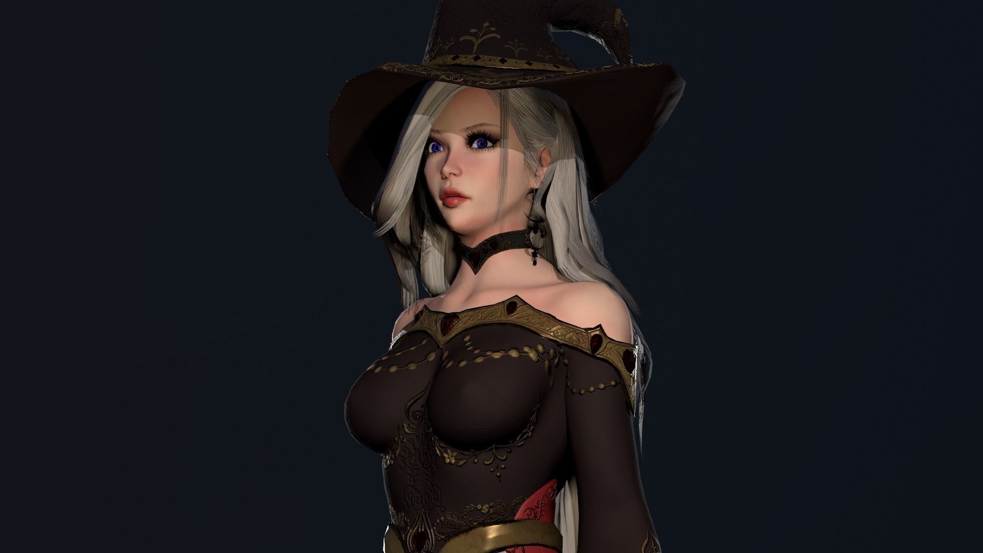 Witch Girl - Game Ready Character Low-poly 3D model_21