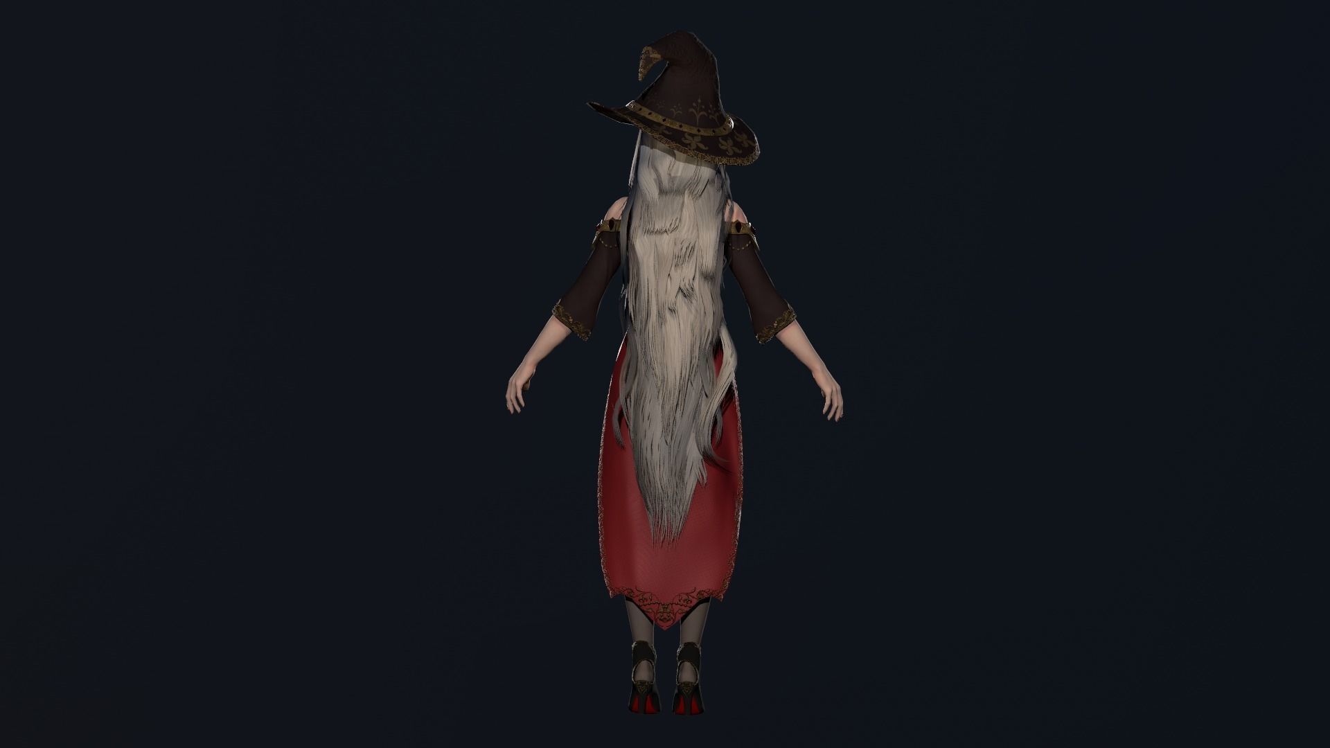 Witch Girl - Game Ready Character Low-poly 3D model_7