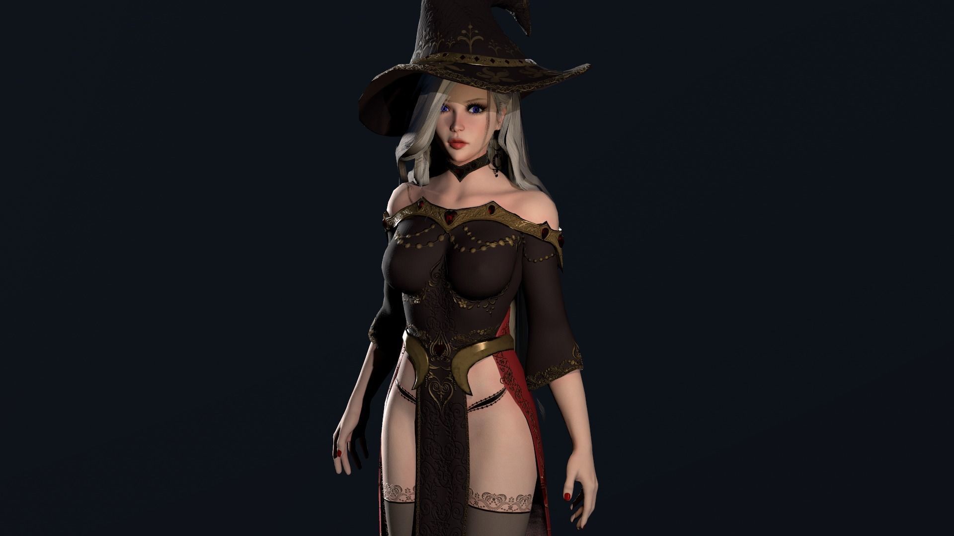 Witch Girl - Game Ready Character Low-poly 3D model_20