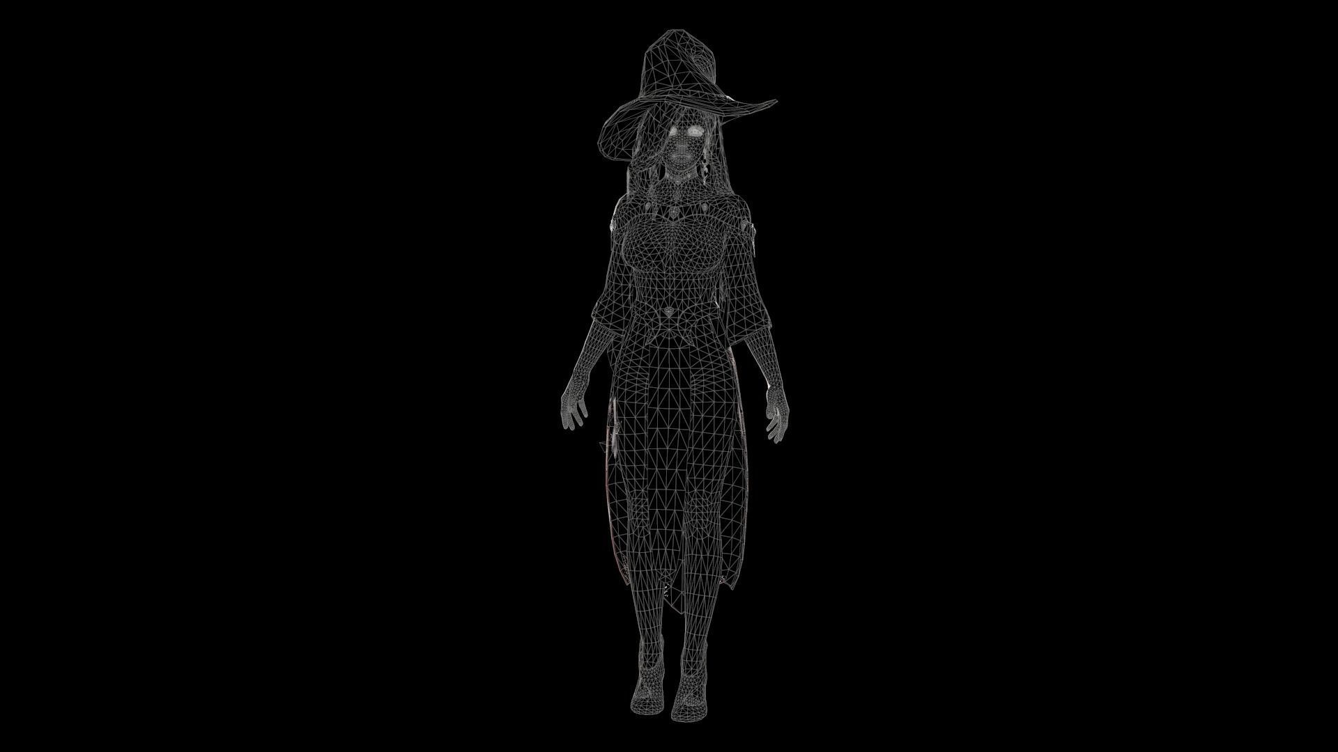 Witch Girl - Game Ready Character Low-poly 3D model_10