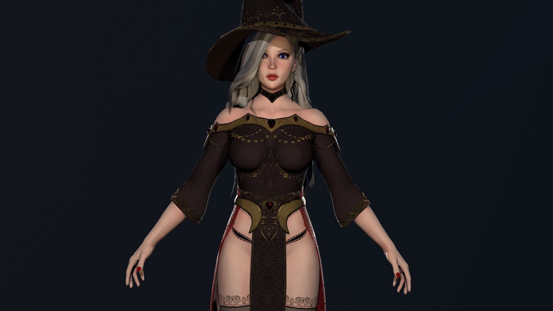 Witch Girl - Game Ready Character Low-poly 3D model_9