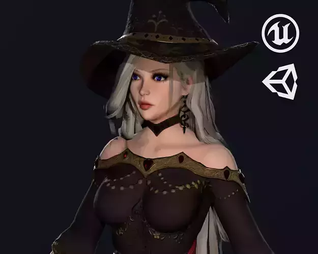Witch Girl - Game Ready Character Low-poly 3D model