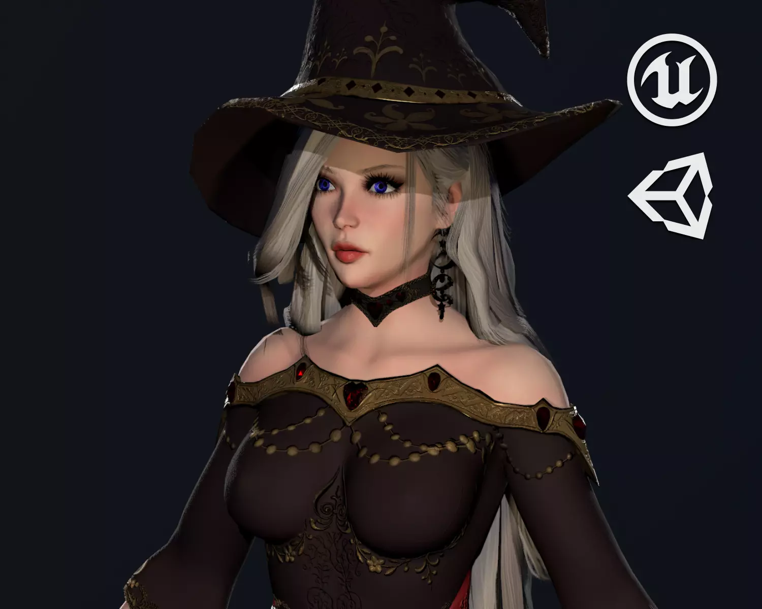 Witch Girl - Game Ready Character Low-poly 3D model_0