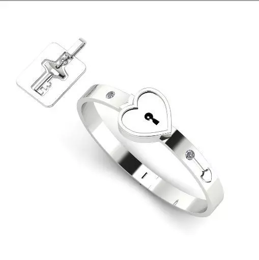 263 Bracelet with key and heart lock 3D print model_0