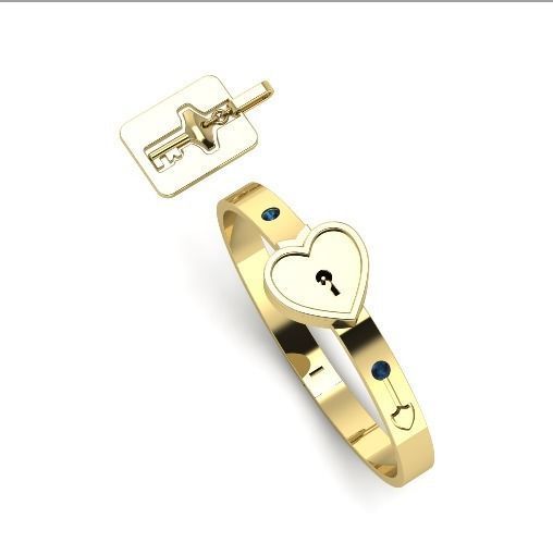 263 Bracelet with key and heart lock 3D print model_1