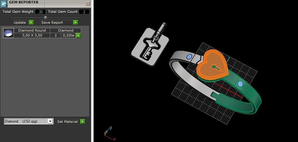 263 Bracelet with key and heart lock 3D print model_9