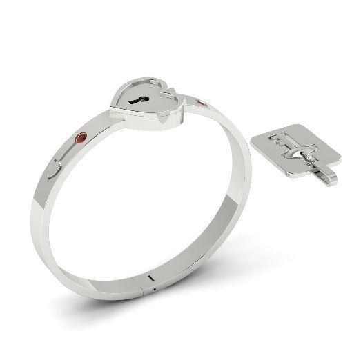263 Bracelet with key and heart lock 3D print model_2