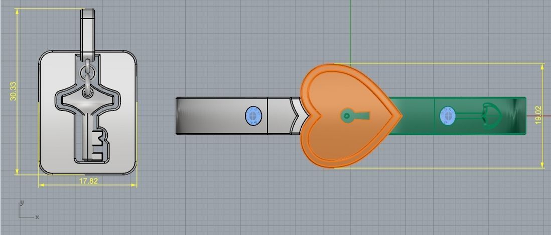 263 Bracelet with key and heart lock 3D print model_8