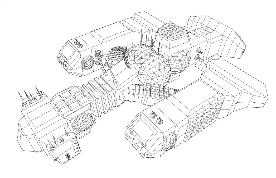 Spaceship Low-poly 3D model_2