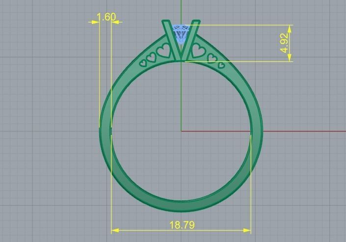 233 Ring with hearts 3D print model_4